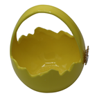 Koszyczek ceramiczny, żółty ze złotym biżuteryjnym motylkiem, średni, 12,5-12,5-15 cm
