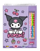 Kuromi, notatnik z kredekami i temperówką