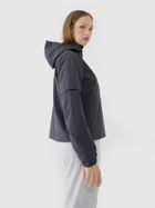 Kurtka damska z kapturem, oversize, szara, 4F