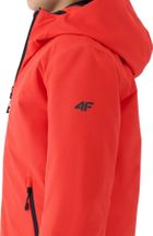 Kurtka narciarska chłopięca z kapturem, ocieplana, czerwona, 4F