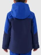 Kurtka narciarska chłopięca z kapturem, ocieplana, niebieska, 4F