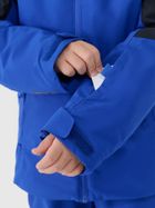 Kurtka narciarska chłopięca z kapturem, ocieplana, niebieska, 4F