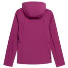 Kurtka softshell damska z kapturem, różowa, 4F