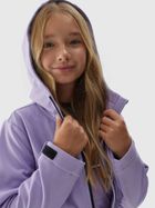Kurtka softshell dziewczęca z kapturem, fioletowa, 4F