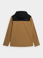 Kurtka softshell męska z kapturem, brązowa, 4F