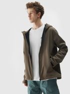 Kurtka softshell męska z kapturem, zielona, 4F