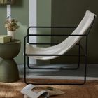 La Factory, fotel metalowy, Matisse, z siedziskiem z bouclé