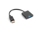 Lanberg, adapter, AD-0002-BK, DisplayPort M - D-Sub, VGA F, 0,20m, czarny