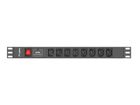 Lanberg, listwa zasilająca, 19", 1U, 16A, 8xIEC C13, 2m, wtyk C20