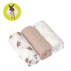 Lassig, Tiny Team, pieluszka muślinowa, otulacz z biobawełny, kotek, 60-60cm, 3 szt.