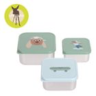 Lassig, Tiny Team, Piesek, snackbox ze stali nierdzewnej, pojemnik na przekąski, 3 szt.