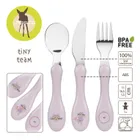 Lassig, Tiny Team, zestaw sztućców ze stali nierdzewnej, kotek, 3 szt.