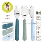 Lassig, Tiny Team, zestaw sztućców ze stali nierdzewnej z silikonową rączką, piesek, 3 szt.