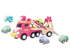 Lean Toys, ciężarówka transporter z autkami, 5w1, różowa