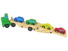 Lean Toys, drewniana laweta z pojazdami, zielona