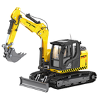 Lean Toys, Huina, koparka gąsienicowa ze spychaczem, pojazd budowlany, żółta, 1:50