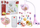 Lean Toys, karuzela do łóżeczka, projektor i dźwięki, różowa