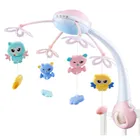Lean Toys, karuzela do łóżeczka z projektorem, 2w1, różowa
