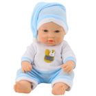 Lean Toys, lalka bobas w niebieskiej piżamce, ruchome rączki i nóżki, 30 cm