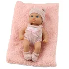 Lean Toys, lalka bobas z kocykiem, biało-różowe ubranko, 18 cm