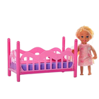 Lean Toys, mini laleczka w piżamie, zestaw z łóżeczkiem, różowe