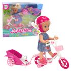 Lean Toys, mini laleczka, zestaw z rowerem i piesekiem