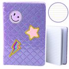 Lean Toys, notatnik B6, 80 kartek, linia, brokat i naszywki, fioletowy, 1 szt.