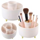 Lean Toys, obrotowy organizer na pędzle kosmetyki, 360°, 5 przegród, biały