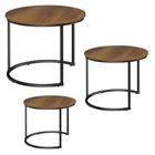 Lean Toys, okrągłe stoliki kawowe 3w1, vintage naturalne drewno, 51 cm/40 cm/30 cm