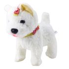 Lean Toys, piesek z kokardkami, na smyczy, maskotka interaktywna, biały
