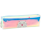 Lean Toys, piórnik saszetka, holograficzny z kotem, niebieski, 21-6 cm