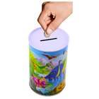 Lean Toys, skarbonka metalowa, dinozaury, kolorowa, 13-8 cm