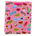 Lean Toys, torba prezentowa naklejki kolorowe znaczki, 32-26-12 cm, 1 szt.