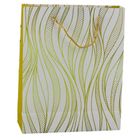 Lean Toys, torba prezentowa papierowa linie faliste złote, 32-26-12 cm, 1 szt.