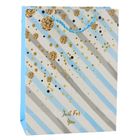 Lean Toys, torba prezentowa papierowa, niebieska, różowa brokat, 23-18-10,5 cm, 1 szt.