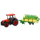 Lean Toys, traktor rolniczy z przyczepą, zielono-żółty