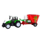 Lean Toys, traktor z przyczepą i mieszalnikiem paszy, zielony, 50 cm
