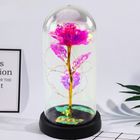 Lean Toys, wieczna, kryształowa róża w kopule z oświetleniem LED, różowa, 21-11 cm