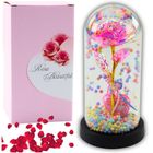 Lean Toys, wieczna róża w szkle, oświetlenie LED, różowa