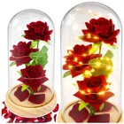 Lean Toys, wieczne róże w szklanej kopule LED, czerwone, 21,5-11 cm
