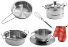 Lean Toys, zestaw metalowych naczyń kuchennych z akcesoriami, 23 elementy