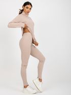 Legginsy damskie, prążkowane, beżowe, Lakerta