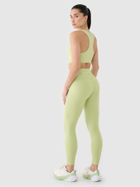 Legginsy damskie z wysokim stanem, limonkowe, 4F