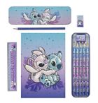 Lilo i Stitch, zestaw szkolny z notatnikiem, metalowym piórnikiem, kredkami, ołówkiem, linijką, 11 elementów