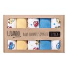 Lulando, pieluszki flanelowe, auta, żółta, niebieska, 5 szt.