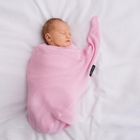 LullaLove, dziergany kocyk bambusowy, elastyczna mgiełka, różowy, 90-90 cm