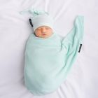 LullaLove, dziergany otulacz i kocyk bambusowy, elastyczna mgiełka, mięta, 90-90 cm