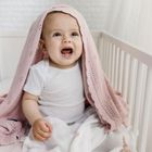 LullaLove, kocyk ażurowy, bambusowo-bawełniany, pudrowy róż, 80-100 cm