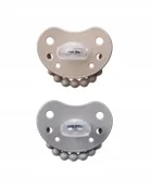 Luu Kids, zestaw: smoczek, Sand Storm + Lovely Gray, 6-12m, 2 szt.