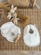 MimiNu, Bloomersy, muślinowe majtki na pieluchę, śmietanka, rozmiar M, 1-4 l.